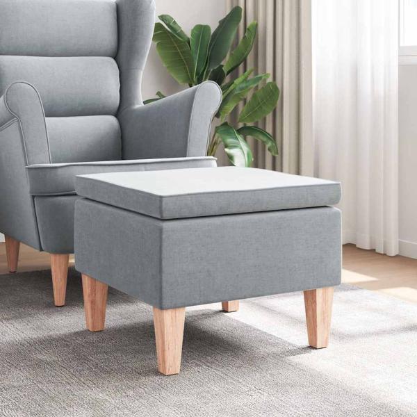 ARDEBO.de - Hocker mit Holzbeinen Hellgrau Stoff