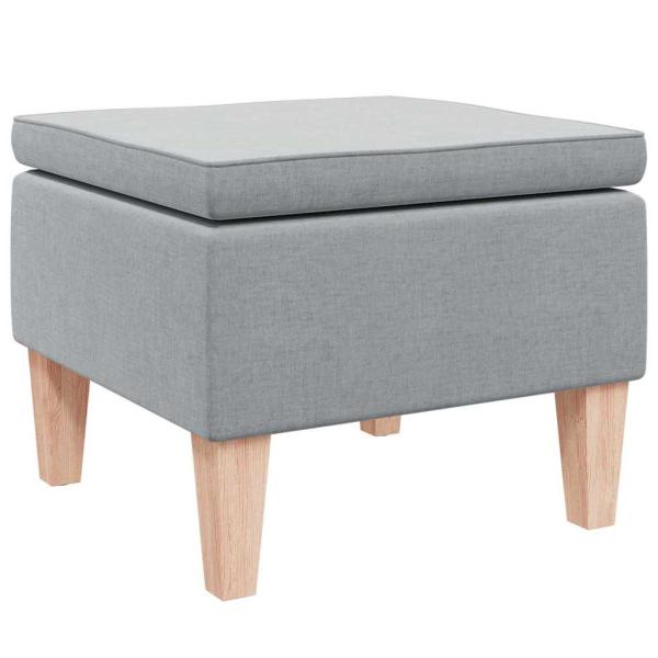 Hocker mit Holzbeinen Hellgrau Stoff