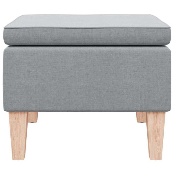 Hocker mit Holzbeinen Hellgrau Stoff