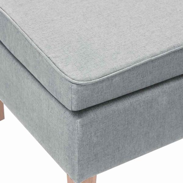 Hocker mit Holzbeinen Hellgrau Stoff