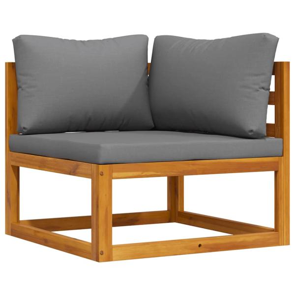 Modular-Ecksofa mit Dunkelgrauen Kissen Akazie Massivholz