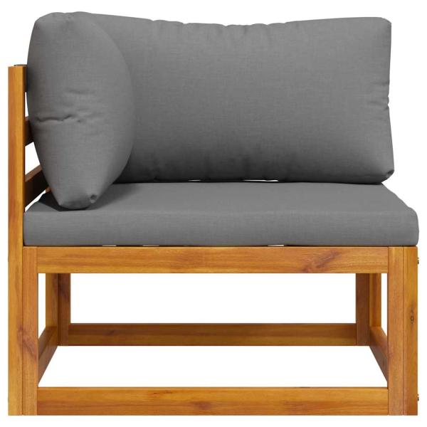 Modular-Ecksofa mit Dunkelgrauen Kissen Akazie Massivholz