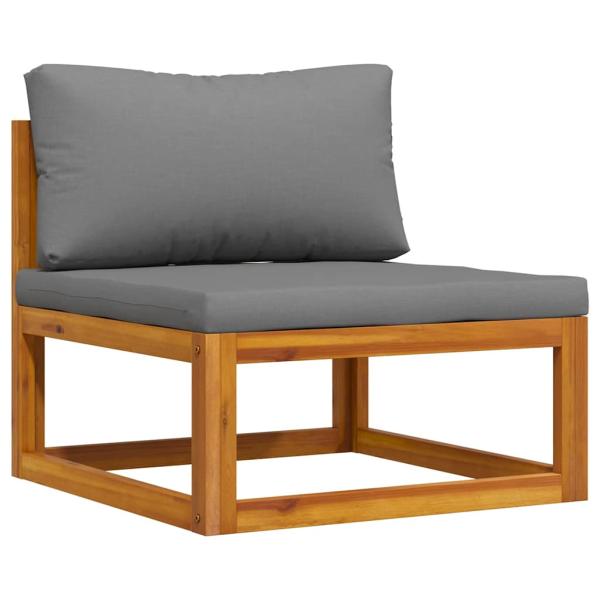 Modular-Mittelsofa mit Dunkelgrauen Kissen Akazie Massivholz