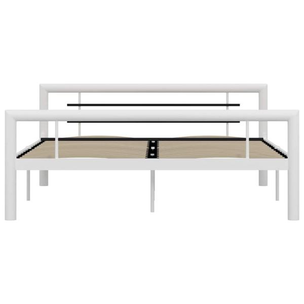 Bettgestell Weiß und Schwarz Metall 140 × 200 cm