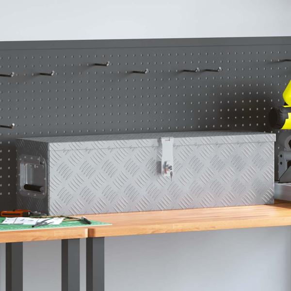 ARDEBO.de - Aluminiumkiste 80,5×22×22 cm Silbern