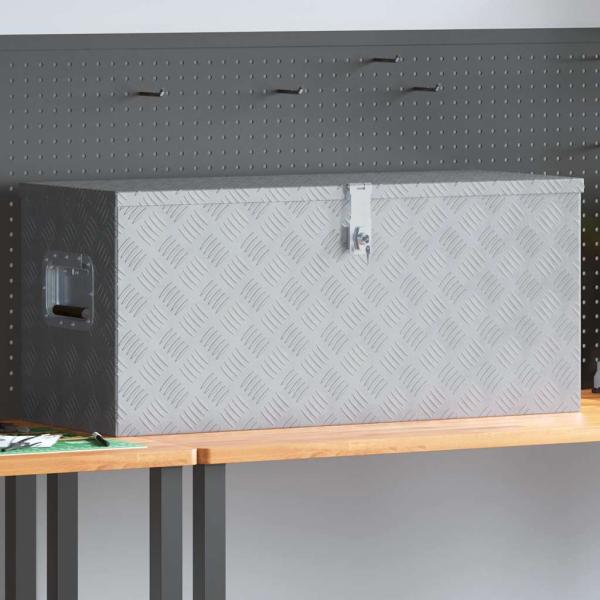 ARDEBO.de - Aluminiumkiste 90,5×35×40 cm Silbern