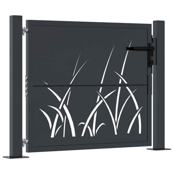 Gartentor Anthrazit 100x100 cm Stahl Gras-Design