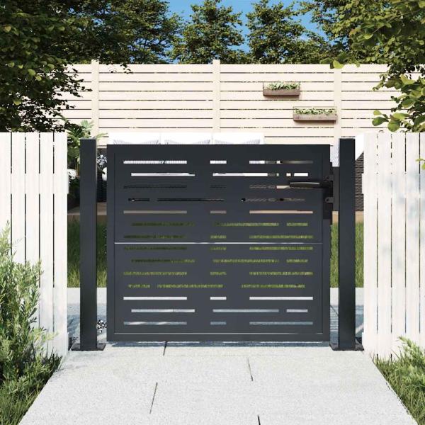 ARDEBO.de - Gartentor Anthrazit 100x75 cm Stahl Quadratisches Design