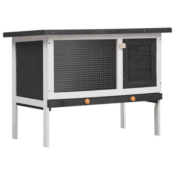 ARDEBO.de - Kaninchenstall 1 Ebene Grau Holz