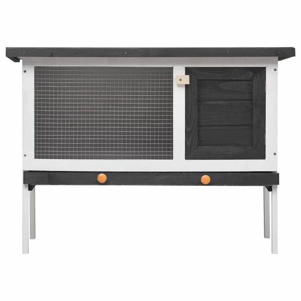 Kaninchenstall 1 Ebene Grau Holz