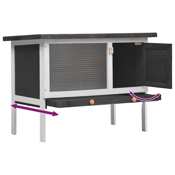 Kaninchenstall 1 Ebene Grau Holz