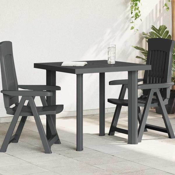ARDEBO.de - Gartentisch Anthrazit 80x75x72 cm Kunststoff