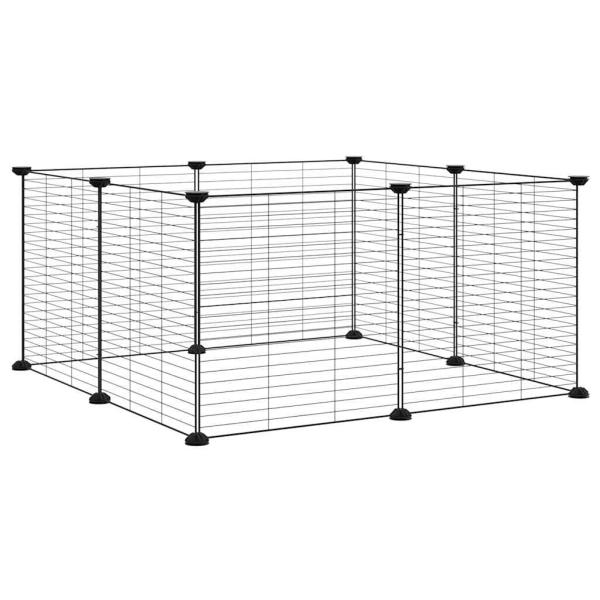 8-Panel-Haustierkäfig Schwarz 70x70x35 cm Stahl