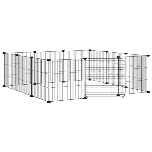 12-Panel-Haustierkäfig mit Tür Schwarz 105x105x35 cm Stahl