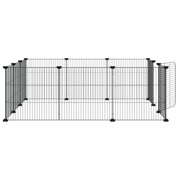 12-Panel-Haustierkäfig mit Tür Schwarz 105x105x35 cm Stahl