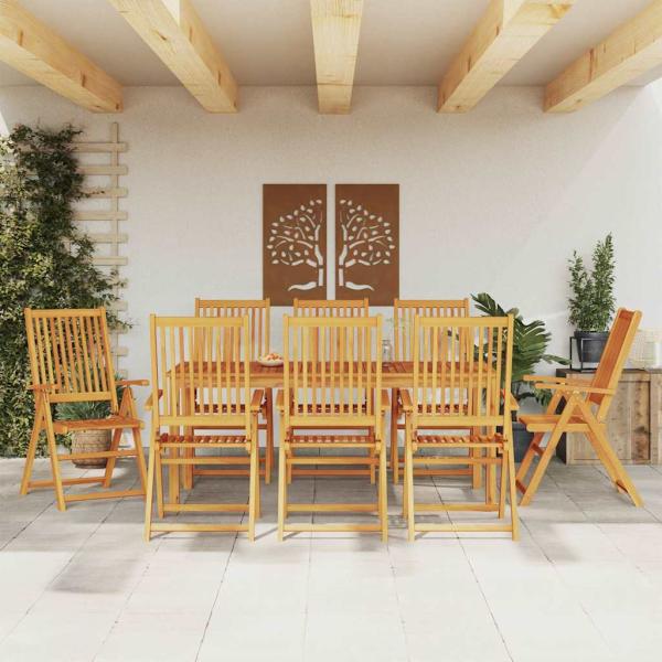 ARDEBO.de - 9-tlg. Garten-Essgruppe 180x90x75 cm Massivholz Akazie