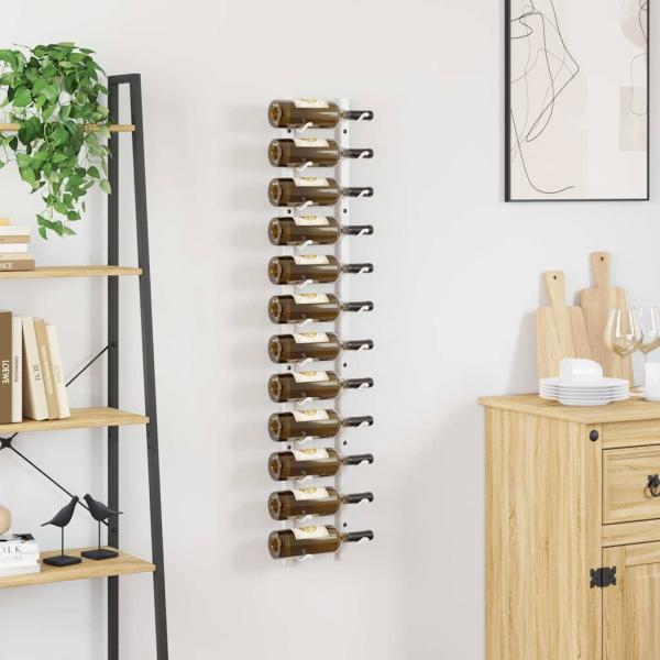 Wand-Weinregal für 12 Flaschen Weiß Eisen