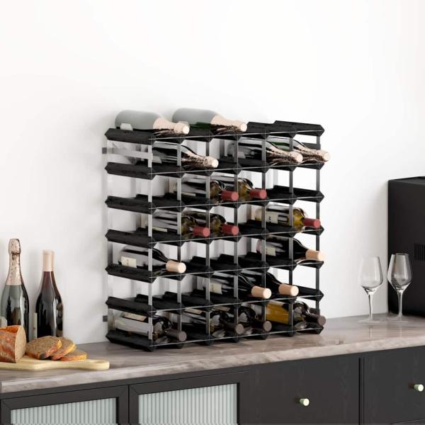 ARDEBO.de - Weinregal für 42 Flaschen Schwarz Massivholz Kiefer
