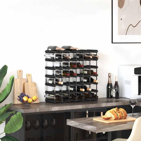 Weinregal für 42 Flaschen Schwarz Massivholz Kiefer