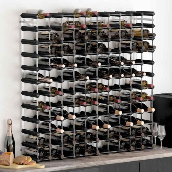 ARDEBO.de - Weinregal für 120 Flaschen Schwarz Massivholz Kiefer
