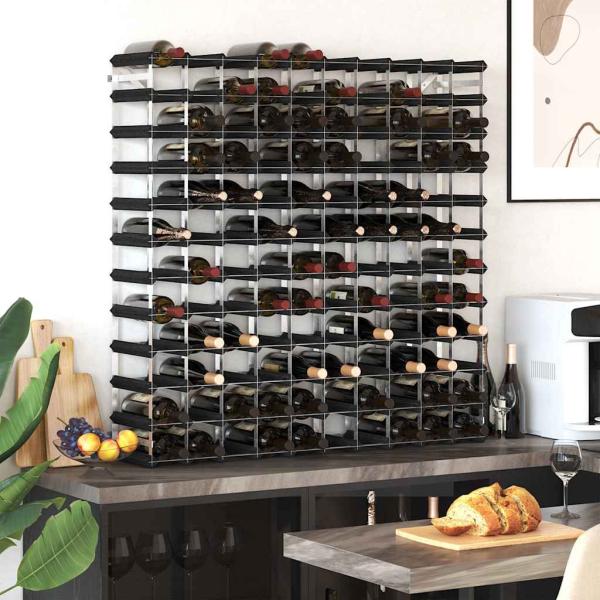 Weinregal für 120 Flaschen Schwarz Massivholz Kiefer