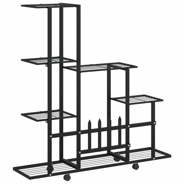 Blumenständer auf Rollen 94,5x25x92,5 cm Schwarz Metall
