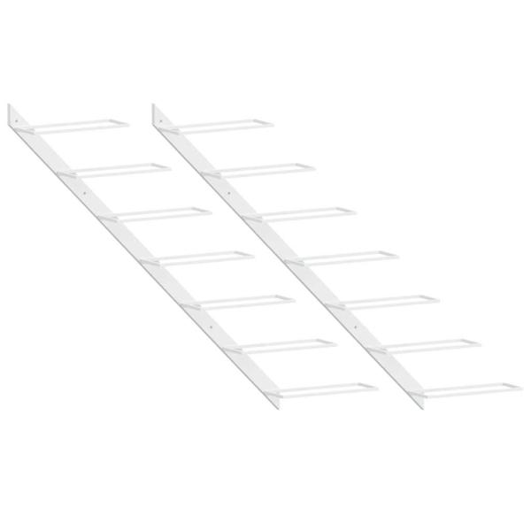 Wand-Weinregale für 7 Flaschen 2 Stk. Weiß Metall