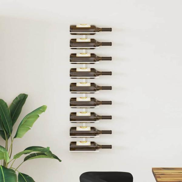 ARDEBO.de - Wand-Weinregal für 9 Flaschen Weiß Eisen