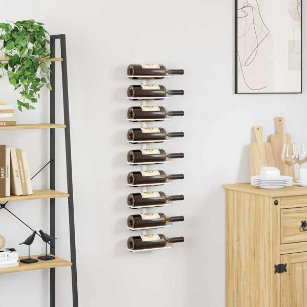 Wand-Weinregal für 9 Flaschen Weiß Eisen