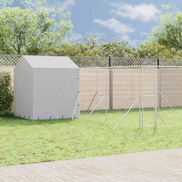 ARDEBO.de - Outdoor-Hundezwinger mit Dach Silbern 6x6x2,5m Verzinkter Stahl