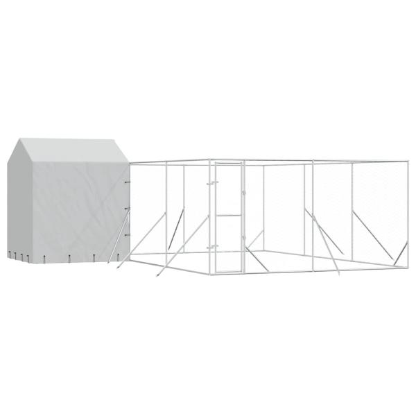 Outdoor-Hundezwinger mit Dach Silbern 6x6x2,5m Verzinkter Stahl
