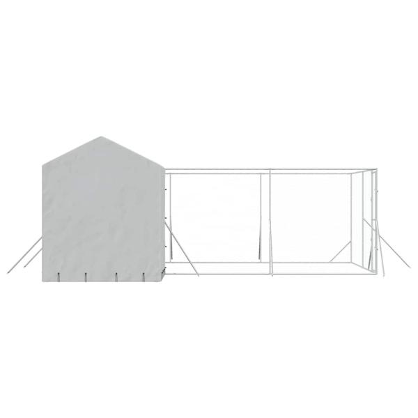 Outdoor-Hundezwinger mit Dach Silbern 6x6x2,5m Verzinkter Stahl