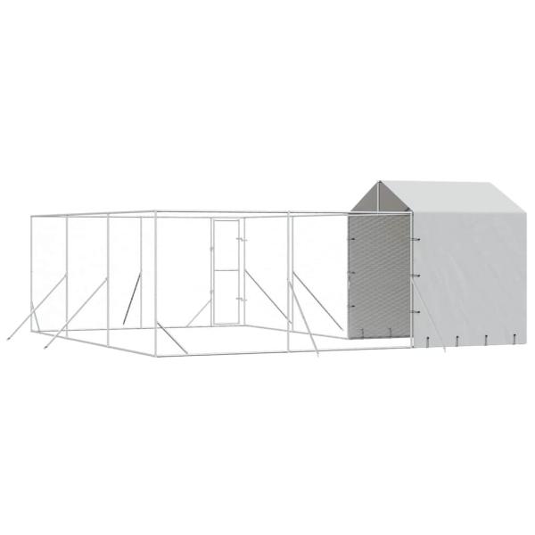 Outdoor-Hundezwinger mit Dach Silbern 6x6x2,5m Verzinkter Stahl