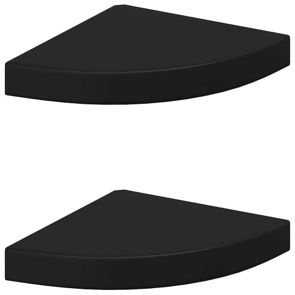 Eck-Schweberegale 2 Stk. Schwarz 25x25x3,8 cm MDF