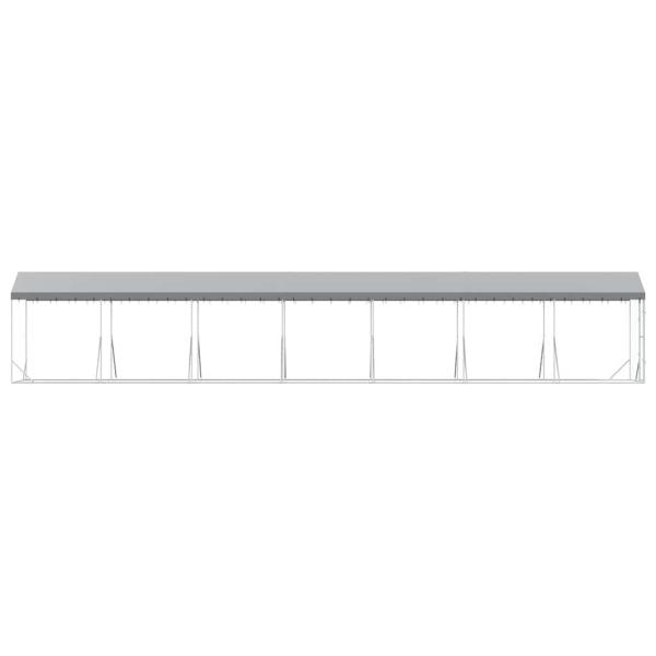 Outdoor-Hundezwinger mit Dach Silbern 2x14x2,5 m Stahl Verzinkt