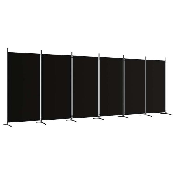 6-tlg. Paravent Schwarz 520x180 cm Stoff