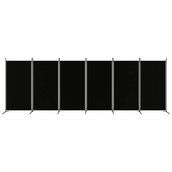 6-tlg. Paravent Schwarz 520x180 cm Stoff