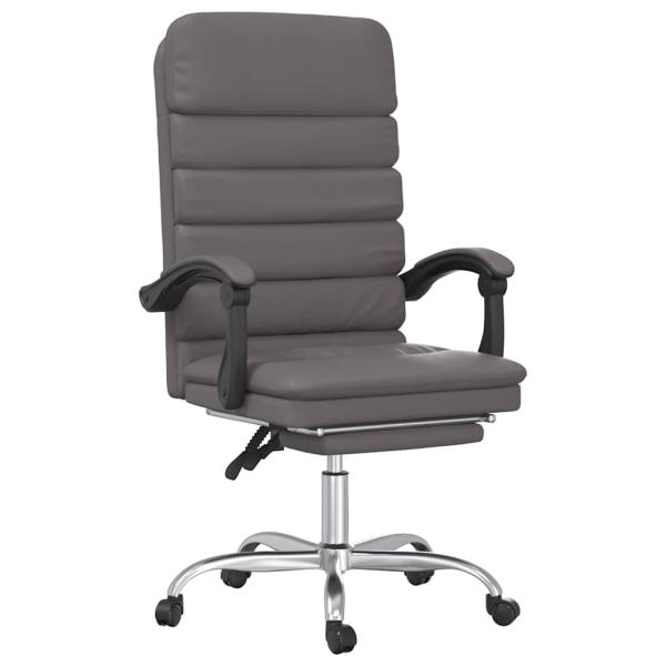 Massage-Bürostuhl mit Liegefunktion Grau Kunstleder