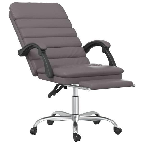 Massage-Bürostuhl mit Liegefunktion Grau Kunstleder