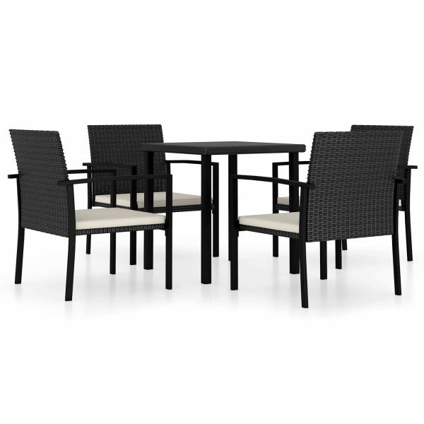 Garten-Essgruppe 5-teilig Schwarz Poly-Rattan