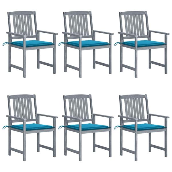 ARDEBO.de - Gartenstühle mit Kissen 6 Stk. Massivholz Akazie Grau