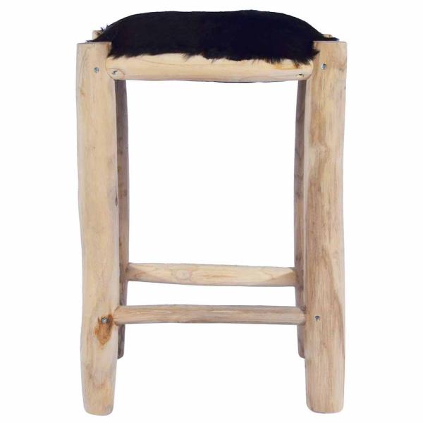 Barhocker Echtes Ziegenfell und Teak Massivholz