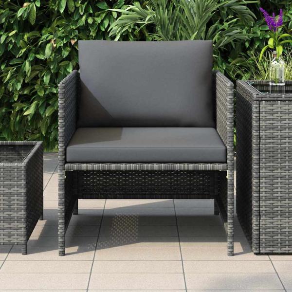 Gartensofa mit Kissen Grau Poly Rattan