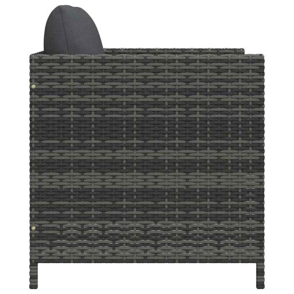 Gartensofa mit Kissen Grau Poly Rattan