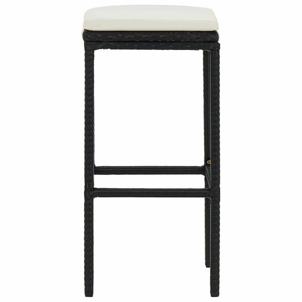 Barhocker mit Kissen 2 Stk. Schwarz Poly Rattan