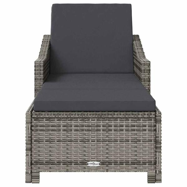 Sonnenliege mit Dunkelgrauer Auflage Poly Rattan Grau