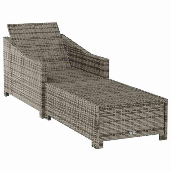 Sonnenliege mit Dunkelgrauer Auflage Poly Rattan Grau