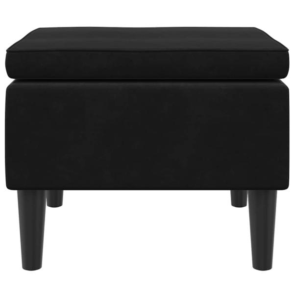 Hocker mit Holzbeinen Schwarz Samt