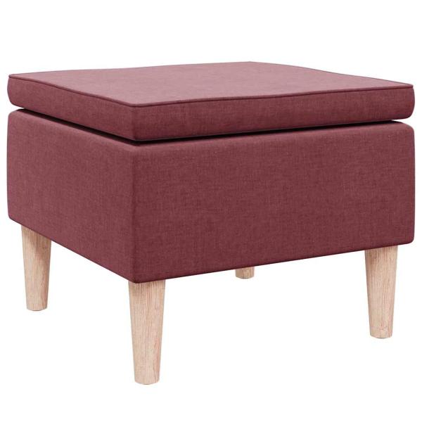 Hocker mit Holzbeinen Weinrot Stoff
