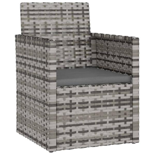 Gartensessel mit Kissen Grau Poly Rattan